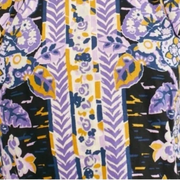NEW FREE PEOPLE SUMMER TULUM TUNIC PURPLE/GOLD FLORAL OPEN BACK SIZE XS/S NWT - Picture 4 of 9